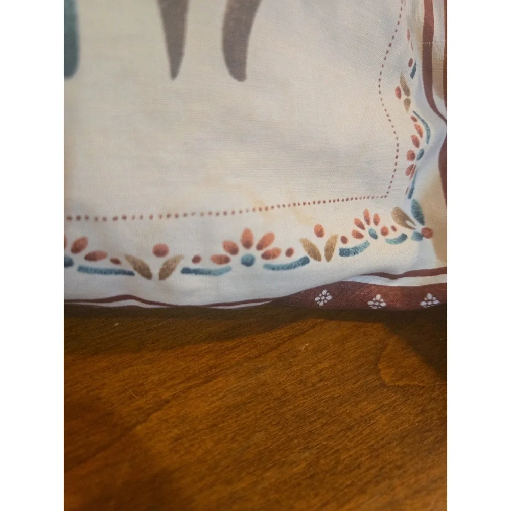 Vintage Kitschy Stencil Cat Pillow Square Ditsy 90s Colors Butterfly